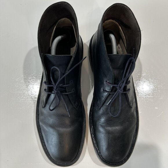 Clarks Boots Men's 10 Bushacre Two Eye Desert Chukka 15522 Blue Leather Shoes - Picture 11 of 16